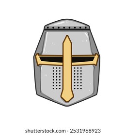 warrior knight helmet cartoon. tournament gothic, plate chainmail, helm historical warrior knight helmet sign. isolated symbol vector illustration