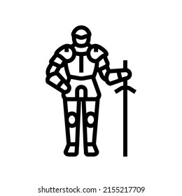 warrior knight line icon vector. warrior knight sign. isolated contour symbol black illustration