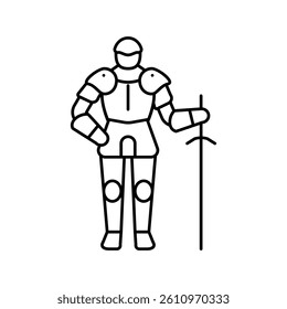 warrior knight line icon vector. warrior knight sign. isolated contour symbol black illustration