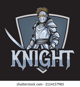 Warrior knight mascot. Vector Illustration