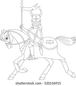warrior knight on a stallion, coloring page 