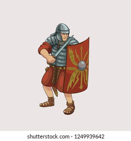 Warrior legionary of ancient Rome vector illustration.
