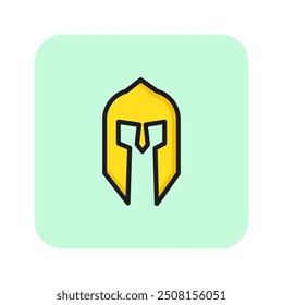 Warrior line icon. Character in helmet, gladiator, knight. Medieval concept. Can be used for topics like fight, war, game