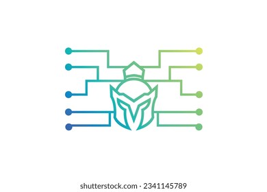 warrior lineart vector template logo design