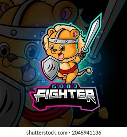 The warrior lion cube sport mascot design of illustration
