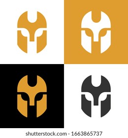 Warrior logo design template elements, medieval knight icon, spartan helmet vector illustration