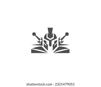 Warrior Logo Design Template With Modern Spartan Helmet Logo Symbol Vector Template.