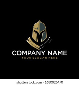 Warrior logo with a golden helmet.
The logo can be applied to various media and industries.