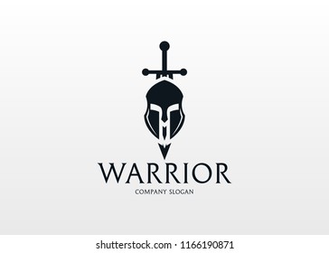 Warrior Logo.  Modern warrior logo design template for a sport team