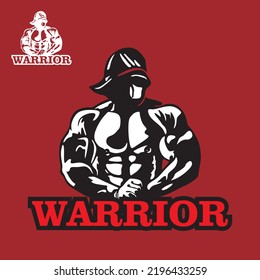 warrior logo silhouette of strong man with mask vector illustrations