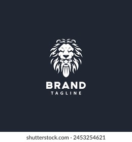A warrior man with Lion head hat and Logo Symbol Design Template Flat Style Vector