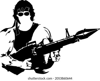 warrior man in vector art style