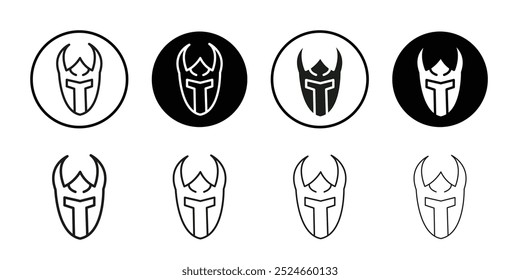 Warrior mask icon Collection of flat thin outline vector