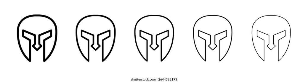 Warrior mask icon graphic set. trendy stroke line style