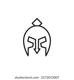 Warrior mask icon in liner stroke style