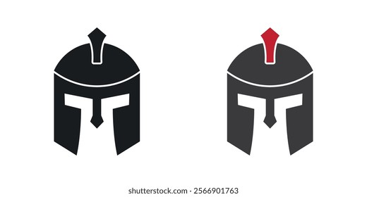 Warrior mask icon set in black and colored