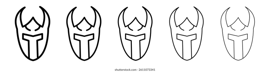 Warrior mask icon Symbol mark in Outline style