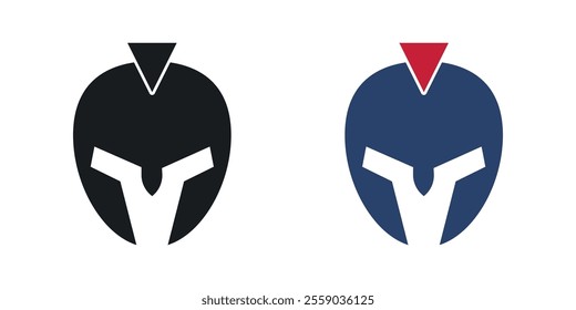 Warrior mask icons in black and colored version