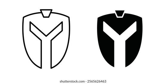 Warrior mask icons in black and white colors