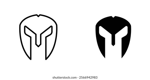 Warrior mask icons. black and white vector set.