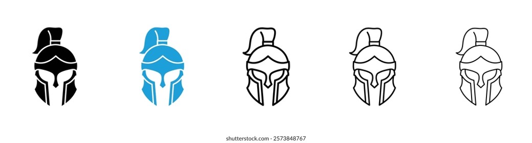 Warrior mask icons in filled and 3 stroke weights