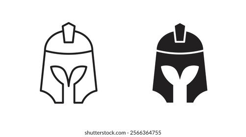 Warrior mask icons in line stroke and flat versions