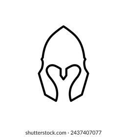 Warrior mask vector line icon illustration.