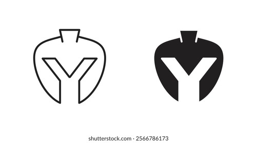 Warrior mask vector line icon illustration