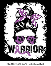 Warrior Messy Bun Glasses Breast Cancer, Shirt Print Template, Awareness T-Shirt  svg