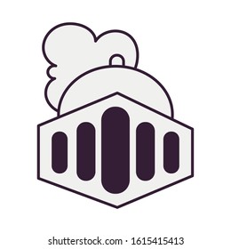 warrior metal helmet medieval icon vector illustration design
