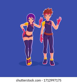 Vektorillustration des Warriors Ninja Cartoon