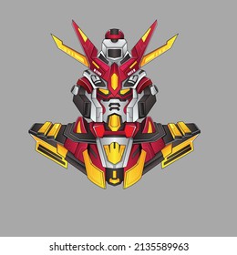 diseño robótico de Ninja costum de guerrero con moderno estilo de concepto de ilustración para mascota perfecta para el diseño de camisetas, adhesivo, afiche, mercadería y logotipo de deporte electrónico