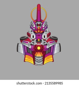 Krieger Ninja costum robotisches Design mit modernem Illustrations-Konzept für Maskottentechnik für T-Shirt Design, Sticker, Poster, Merchandise und E-Sport-Logo