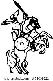 warrior on horse with sword vector design