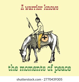 Warrior on horseback holding a spear hand drawn vintage illustration vector suitable for t shirt graphic design