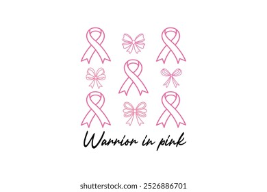 Warrior in pink, Breast Cancer Quote Typography T shirt design