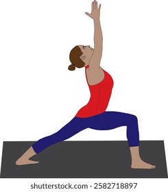 Warrior Pose 1 Virabhadrasana Yoga Exercise Vector