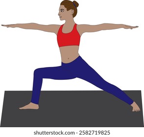 Warrior Pose 2 Virabhadrasana Yoga Vector