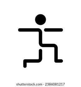 Warrior pose black glyph ui icon. Healthy and active lifestyle. Stretching. User interface design. Silhouette symbol on white space. Solid pictogram for web, mobile. Isolated vector illustration