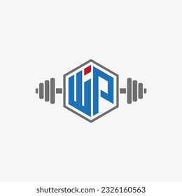 Warrior Power Gym Fitness Logo Design Template Vector Initial W and P