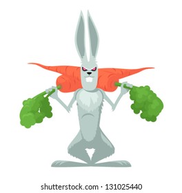 Warrior rabbit with carrots