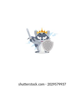 Warrior Racoon Sticker Icon Isolated On White Background