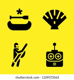 warrior, remote control, shell and canoe vector icon set. Sample icons set for web and graphic design