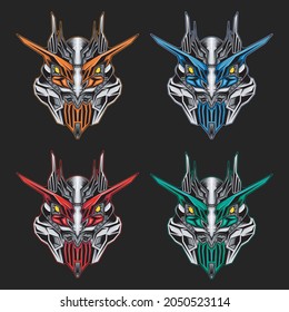Warrior Robot Head Illustration Collection, suitable for merchandise, etc.