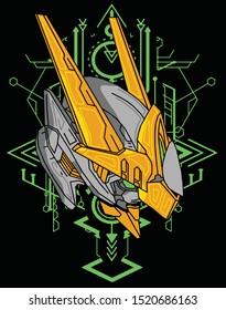 warrior robot head with sacred geometry