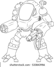 warrior robot vector illustration outline/ editable Eps10.