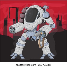 warrior robot vector illustration/ Illustration of a very detailed vector robot, isolated on a background, layered and fully editable Eps 10
