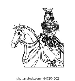 warrior samurai with armor traditional riding horse image