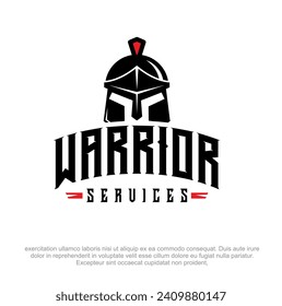 Warrior Services Logo design. Warrior vector logo design template. Warrior helmet vector logo. 