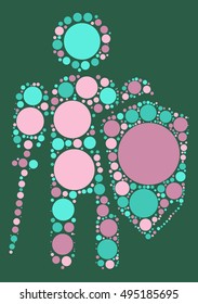 warrior shape vector design by color point
